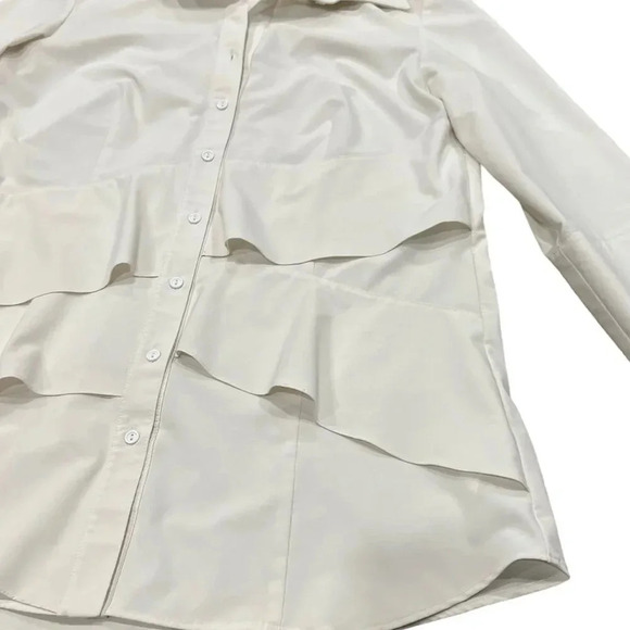 Joseph Ribkoff Off White Asymmetric Ruffle Tunic Blouse 10 - Picture 3 of 7